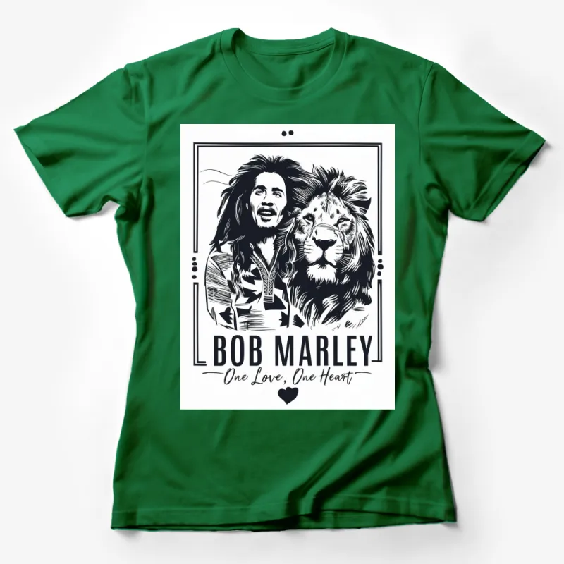 Bob Marley One Love One Heart Lion Graphic Unisex T-Shirt, Music Legend Tee, Rasta Reggae Shirt Female T-Shirt