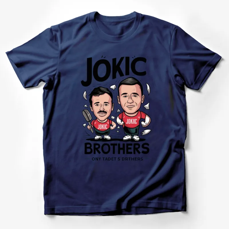 Jokic Brothers Cartoon Graphic Tee, Fun Sports Fan T-Shirt, Unique Basketball Fan Gift Male T-Shirt