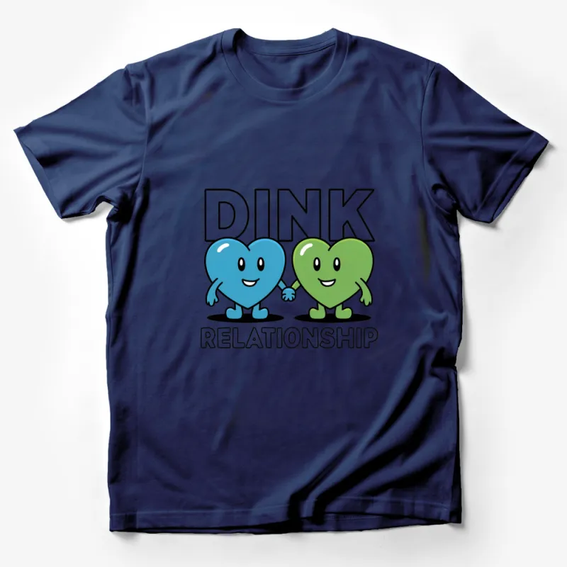 DINK Relationship Cute Heart Couple T-Shirt, Love Heart Graphic Tee, Casual Wear Male T-Shirt