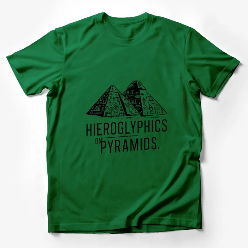 Hieroglyphics on Pyramids Graphic T-Shirt, Black and White Egyptian Art Tee, Unisex Male T-Shirt