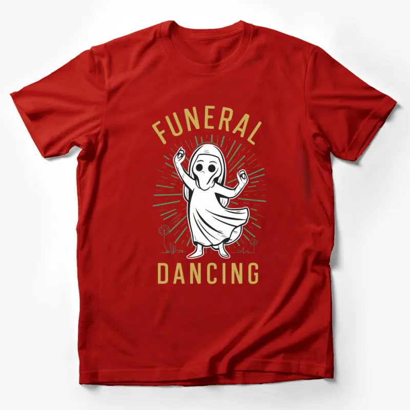 Quirky Funeral Dancing Ghost T-Shirt, Funny Halloween Costume Tee, Unique Graphic Dance Shirt Male T-Shirt