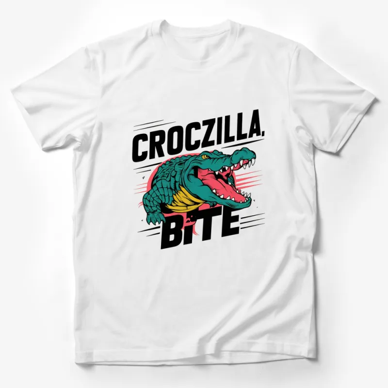 Croczilla Bite Graphic T-Shirt, Bold Green Alligator Design, Unisex Tee, Cool Animal Print Shirt Male T-Shirt