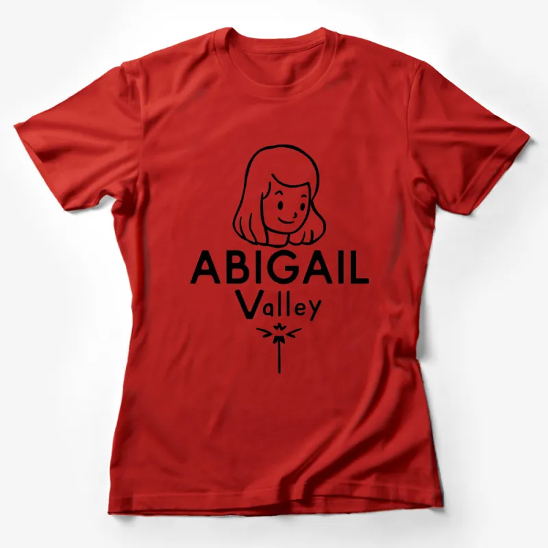 Abigail Valley Cute Cartoon Girl Graphic T-Shirt, Minimalist Line Art Tee, Casual Fashion Wear for All Female T-Shirt