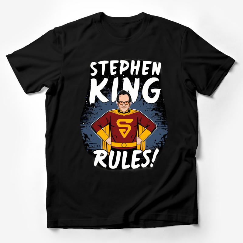 Stephen King Rules Comic T-Shirt, Vintage Superhero Style Shirt, Unisex Graphic Tee, Book Lover Gift, Casual Wear Top Male T-Shirt