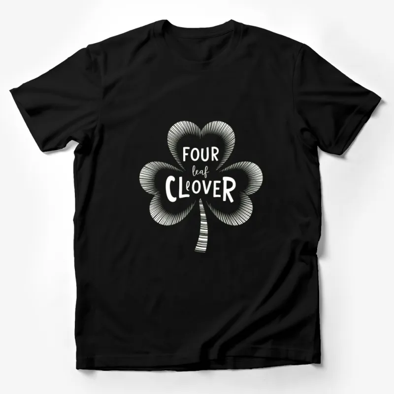 Four Leaf Clover T-Shirt, St. Patrick's Day Lucky Shirt, Unisex Graphic Tee, Minimalist Design Male T-Shirt