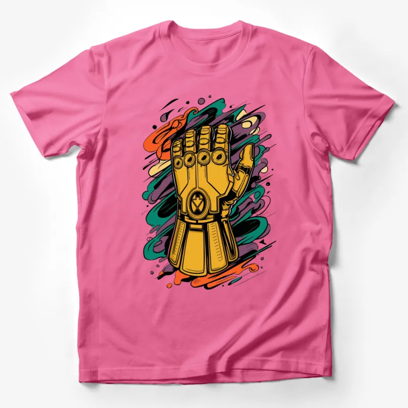 Colorful Graffiti Robot Hand T-Shirt, Vibrant Artistic Graphic Tee, Urban Style Clothing Male T-Shirt