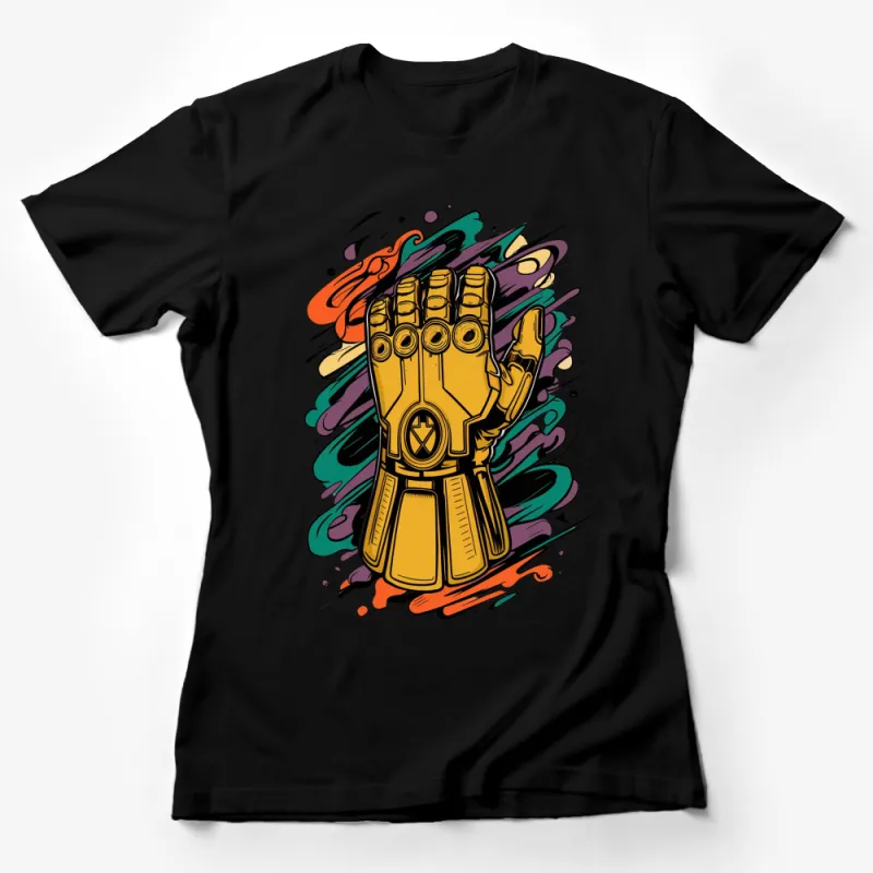 Colorful Graffiti Robot Hand T-Shirt, Vibrant Artistic Graphic Tee, Urban Style Clothing Female T-Shirt