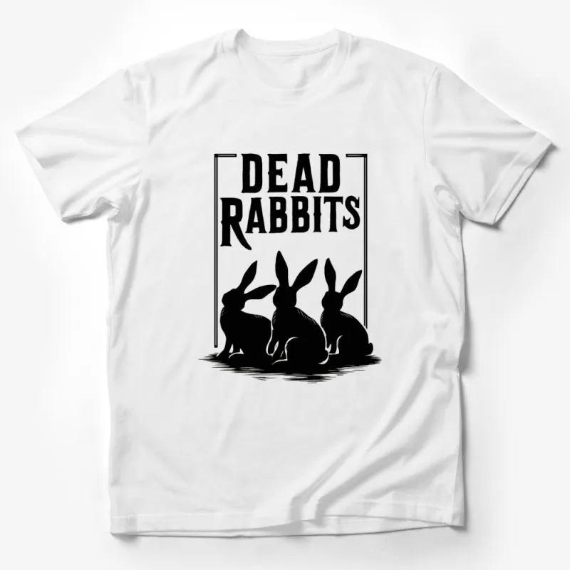 Dead Rabbits Graphic T-Shirt, Unisex Black and White Bunny Shirt, Urban Streetwear, Cool Animal Print Tee Male T-Shirt