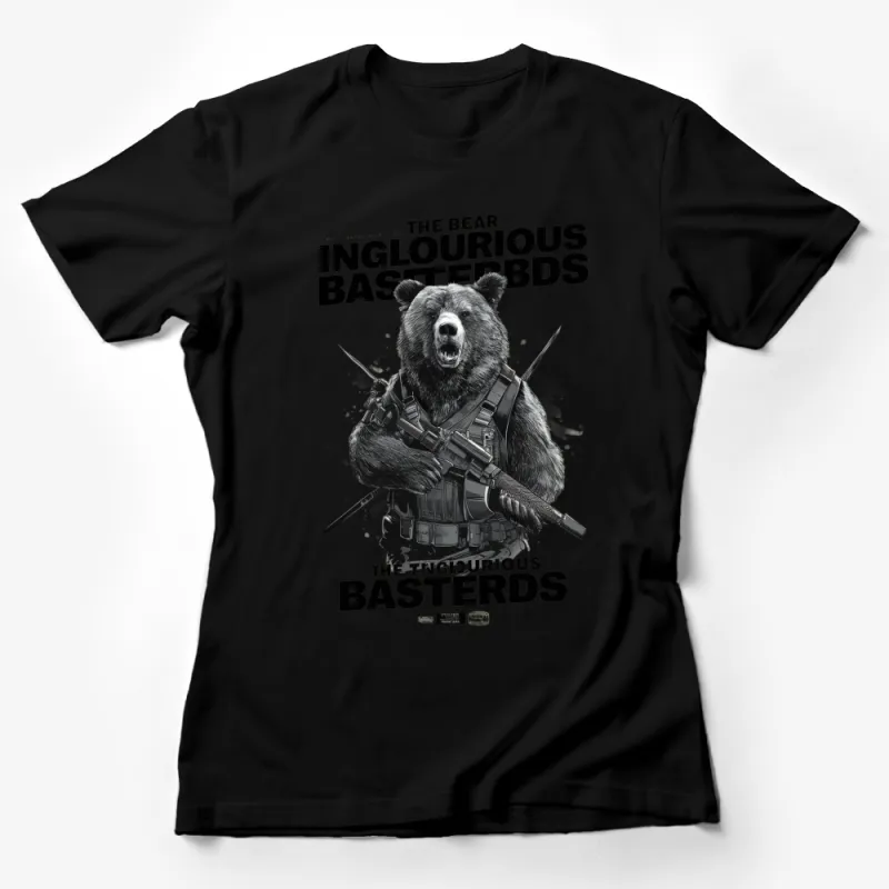 Bear Soldier T-Shirt, Military Bear Graphic Tee, Funny Animal Shirt, Unique Unisex Apparel Female T-Shirt