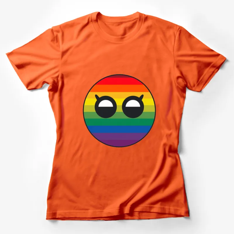 Rainbow Circle with Cartoon Eyes Graphic T-Shirt, Colorful Pride Tee, Casual Summer Fashion Top Female T-Shirt