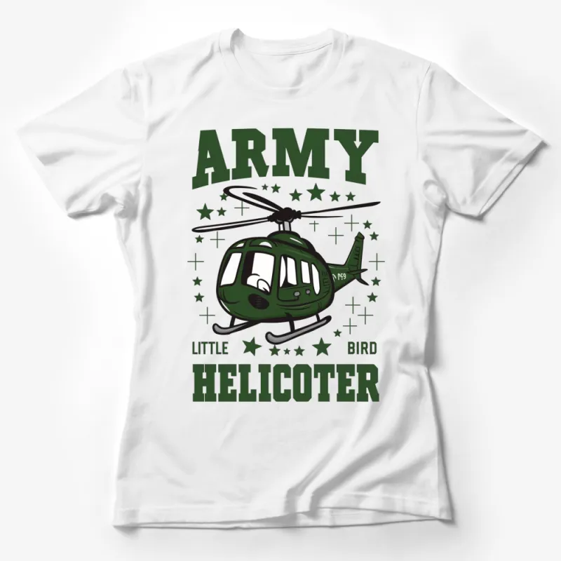 Army Little Bird Helicopter Graphic T-Shirt, Military Green Tee, Helicopter Enthusiast Gift Female T-Shirt