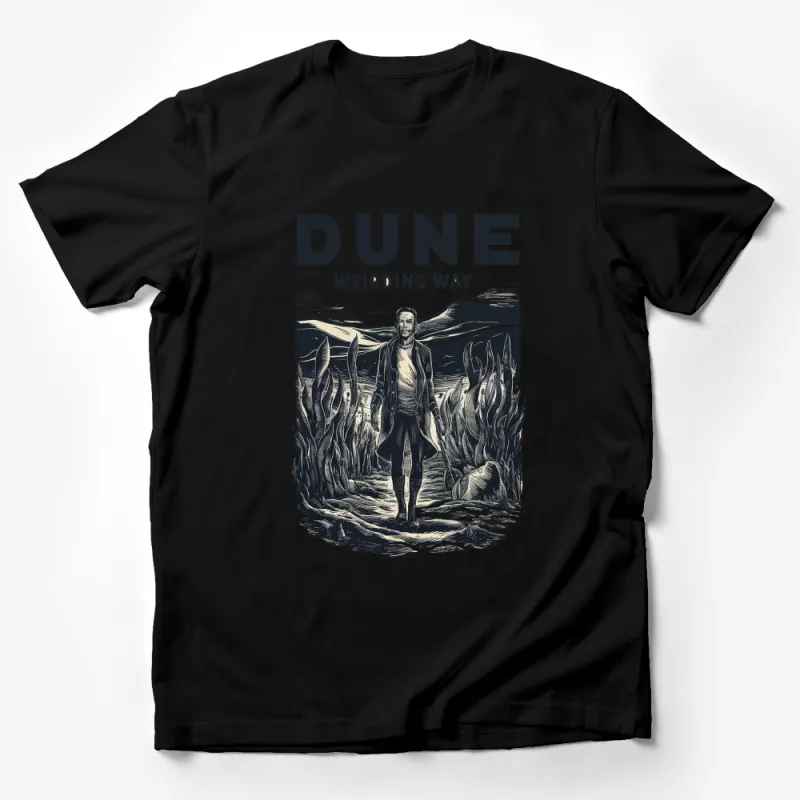 Dune Weirding Way Sci-Fi Movie Graphic T-Shirt, Vintage Style Black and White Desert Print, Fan Apparel Male T-Shirt