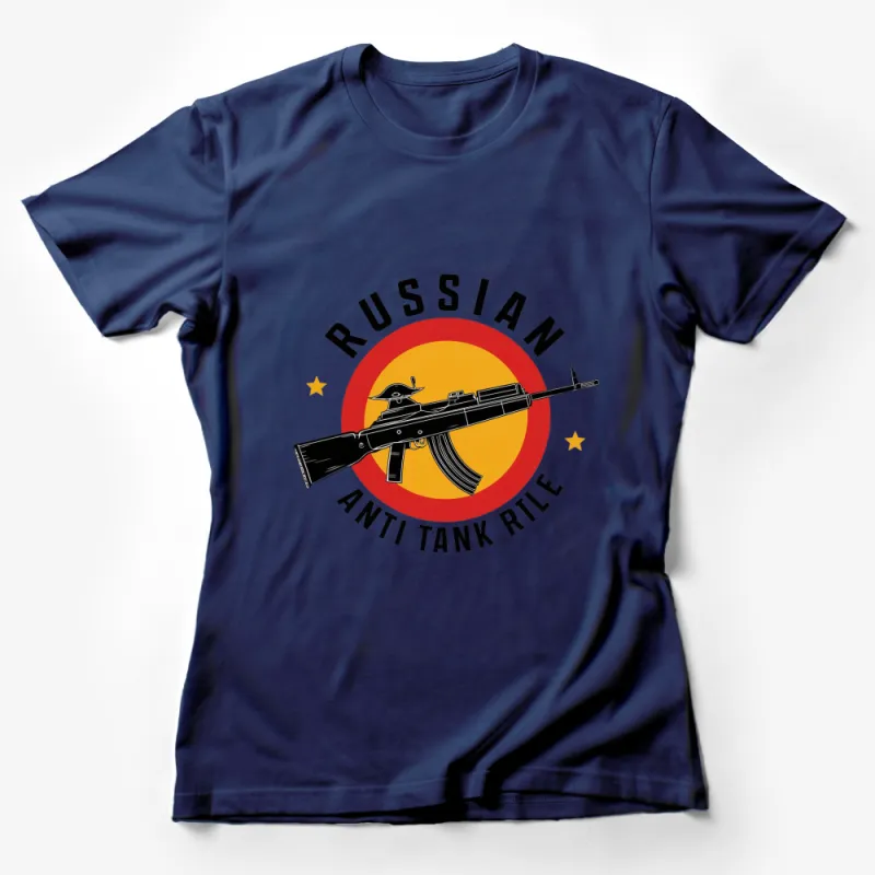 Vintage Russian Anti-Tank Rifle Graphic T-Shirt, Military History Enthusiast Tee, Unique Soldier Gift, Retro Style Red and Black Shirt Female T-Shirt