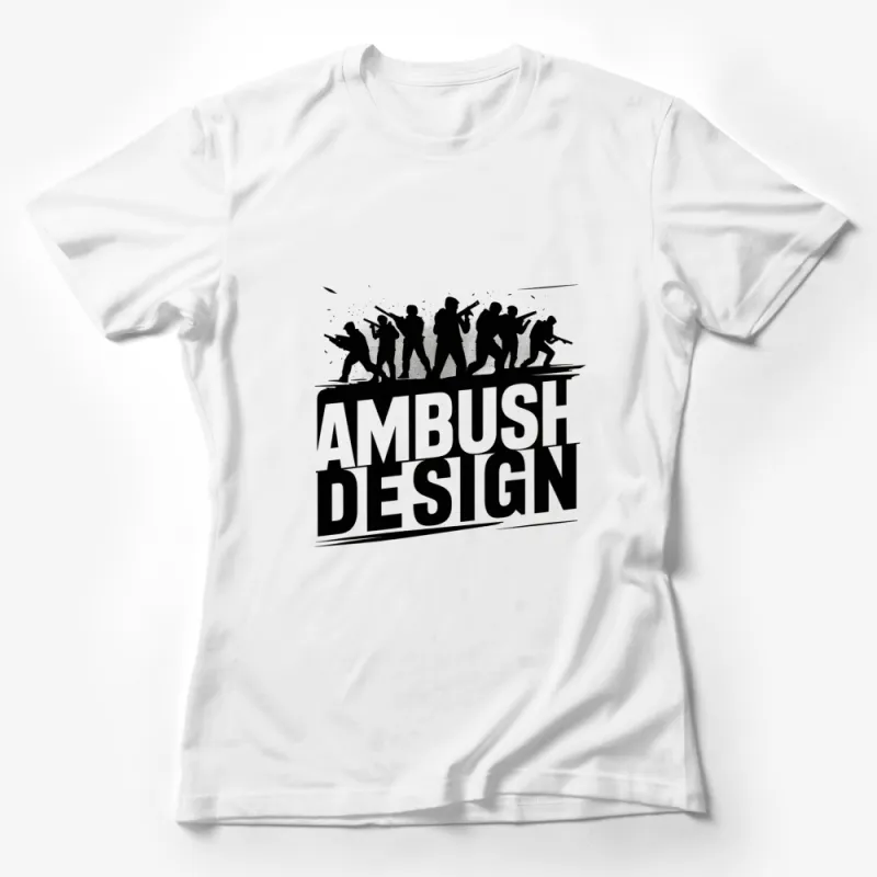 Ambush Design Black and White Graphic T-Shirt, Stylish Streetwear, Urban Fashion Top, Unisex Tee Female T-Shirt