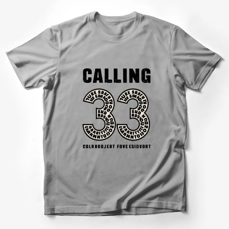 Graphic T-Shirt in Black and White, Bold Calling 38 Design, Unique Text Art Tee Male T-Shirt