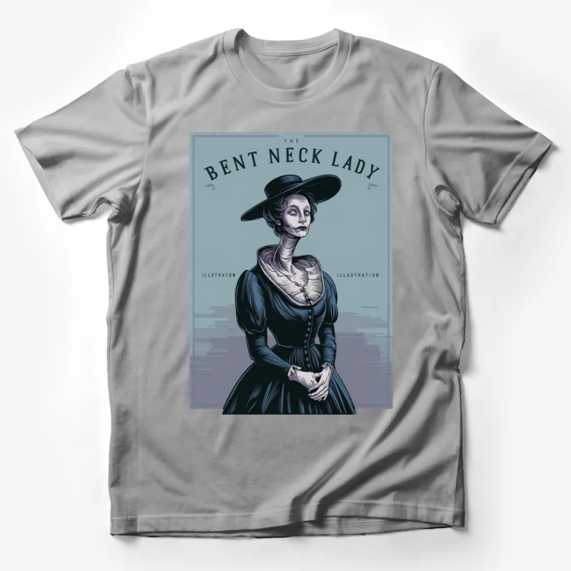 Vintage Horror Illustration T-Shirt, The Bent Neck Lady, Gothic Style Graphic Tee Male T-Shirt