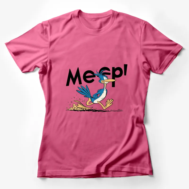 Funny Bird Cartoon Meep! Graphic Tee, Unisex Blue and White T-Shirt, Casual Summer Wear Female T-Shirt