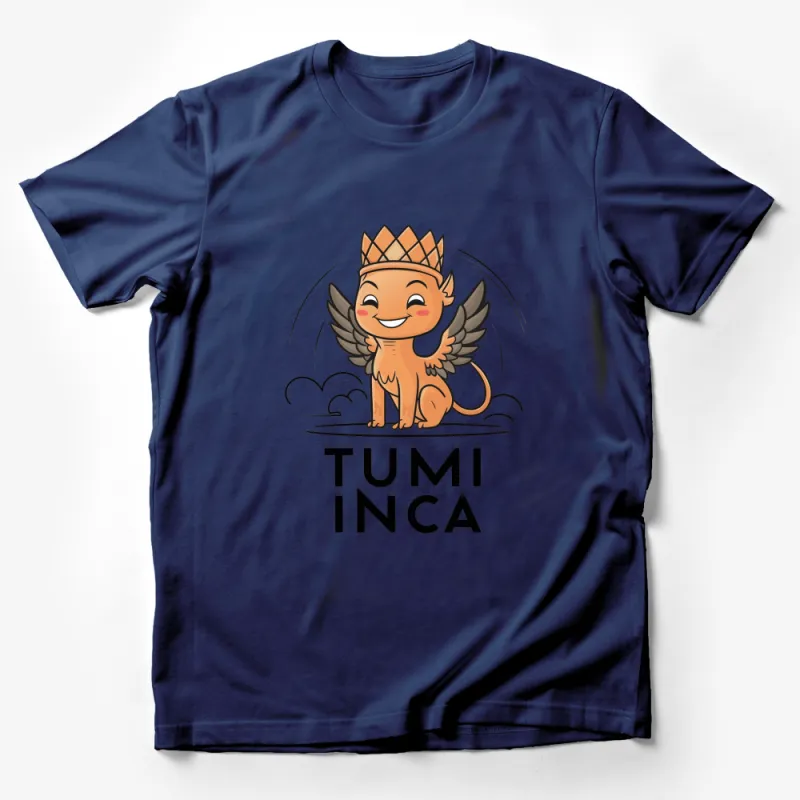 Cute Inca Inspired Tumi T-shirt, Cartoon Flying Lion Graphic Tee, Unisex Apparel Male T-Shirt