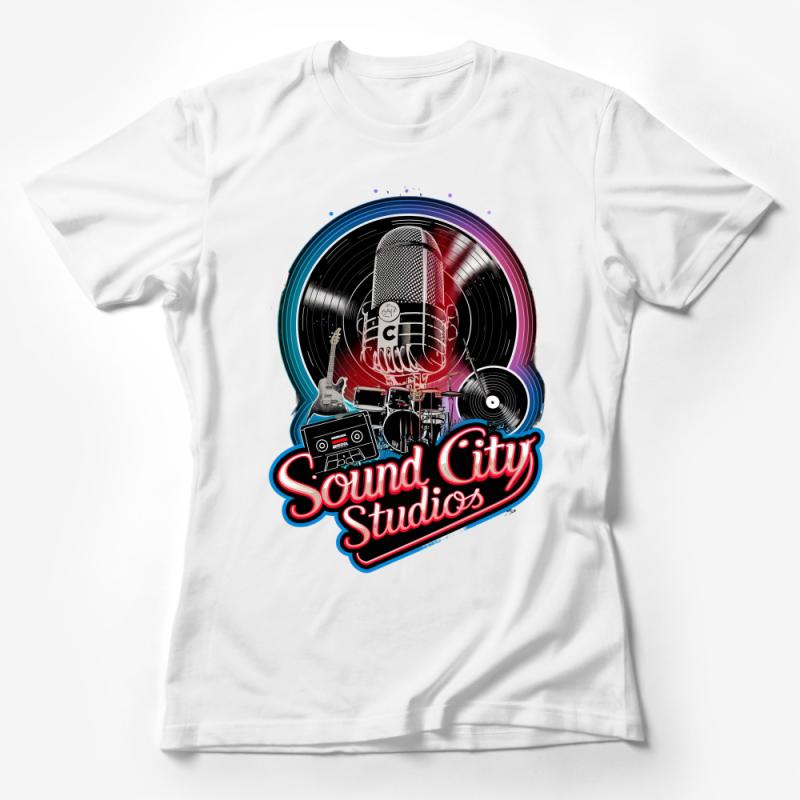 Vintage Music Studio T-Shirt, Retro Microphone Vinyl Record Design, Sound City Studios Tee, Unique Musician Gift, Unisex Shirt Top Female T-Shirt