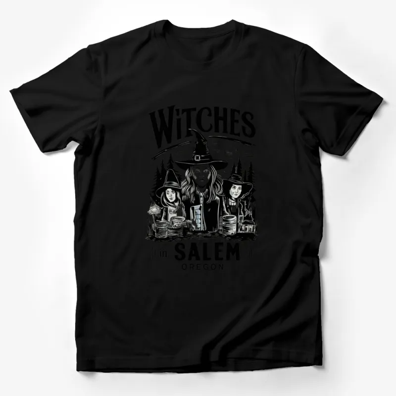 Salem Oregon Witches Graphic T-Shirt, Vintage Halloween Style Tee, Witchcraft and Magic Lovers Shirt Male T-Shirt