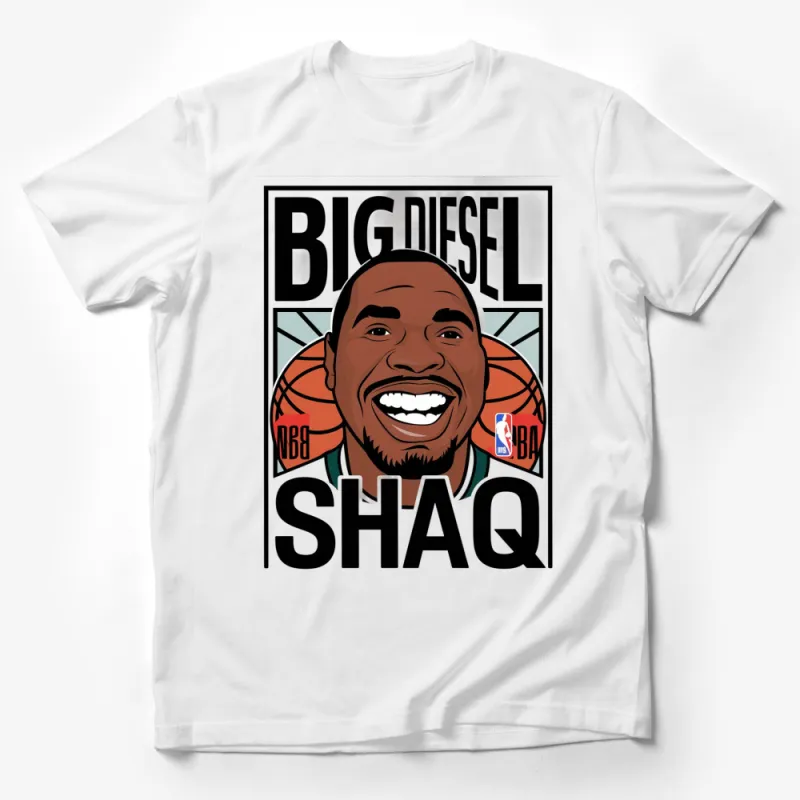 Big Diesel Shaq Cartoon Graphic T-Shirt, NBA Fan Sportswear, Unisex Basketball Tee Male T-Shirt