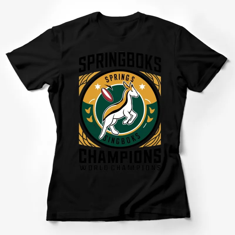 Springboks Rugby Champions T-Shirt, World Champions Graphic Tee, Unisex Sports Apparel Female T-Shirt