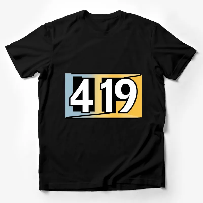 Unisex Bold 419 Graphic T-Shirt, Color Block Design, Trendy Urban Streetwear, Casual Style Tee, Modern Fashion Top Male T-Shirt