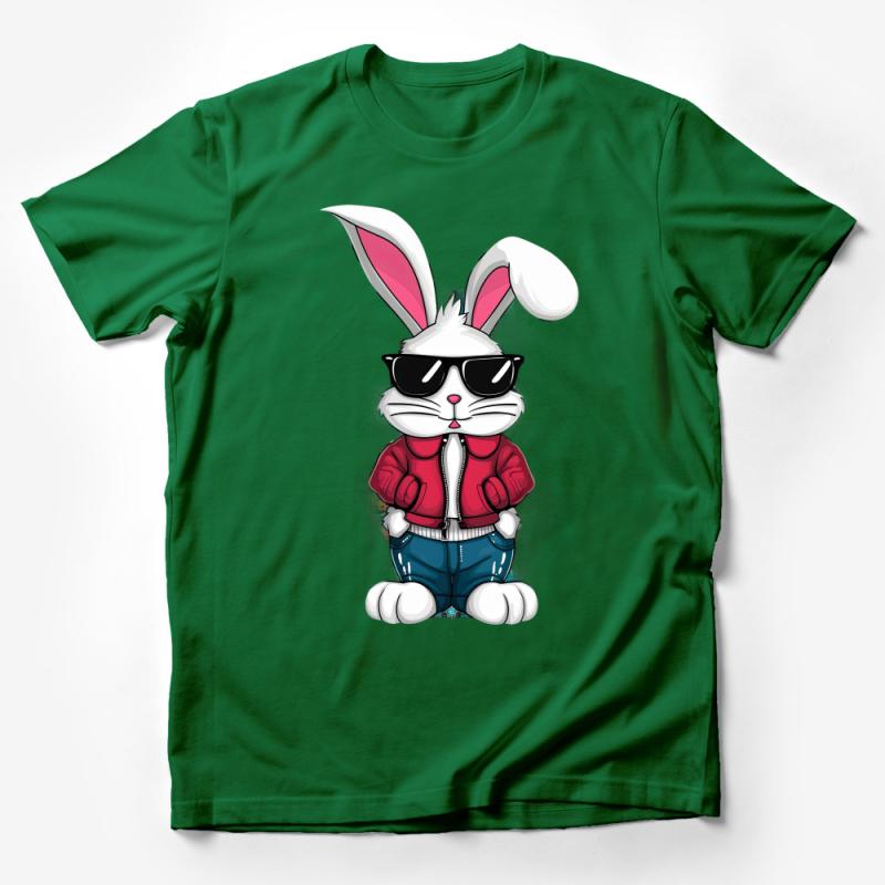 Cool Hipster Bunny T-Shirt, Stylish Rabbit with Sunglasses, Casual Streetwear Graphic Tee, Unisex Fashion Top, Spring Outfit Idea Male T-Shirt