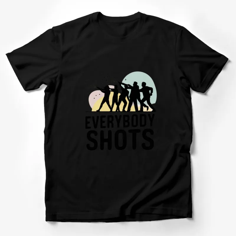 Retro Sunset Silhouette Everybody Shots Graphic Tee, Vintage Style T-Shirt, Unisex Apparel Male T-Shirt