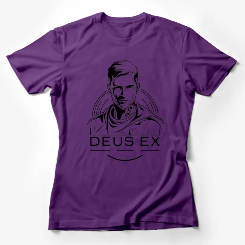 Deus Ex Inspired Sci-Fi Character T-Shirt, Black and White Graphic Tee, Men's Fashion, Gaming Enthusiast Shirt Female T-Shirt