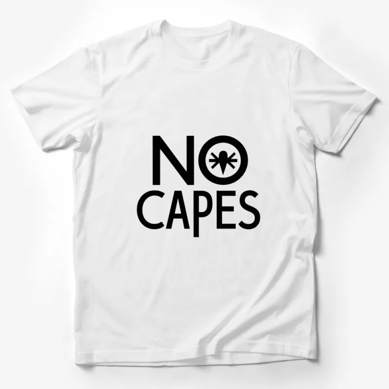 Minimalist NO CAPES T-Shirt, Black and White Graphic Tee, Unisex Fashion, Superhero Inspired Casual Wear Male T-Shirt