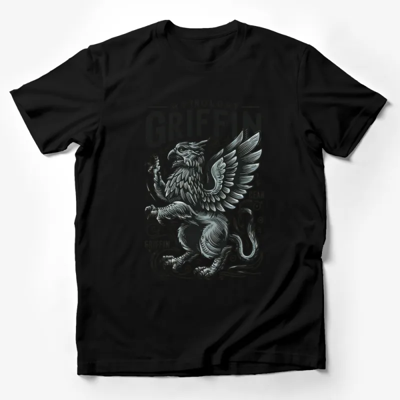 Mythology Griffin T-Shirt, Vintage Griffin Graphic Tee, Mythical Creature Shirt, Gothic Fantasy Apparel Male T-Shirt