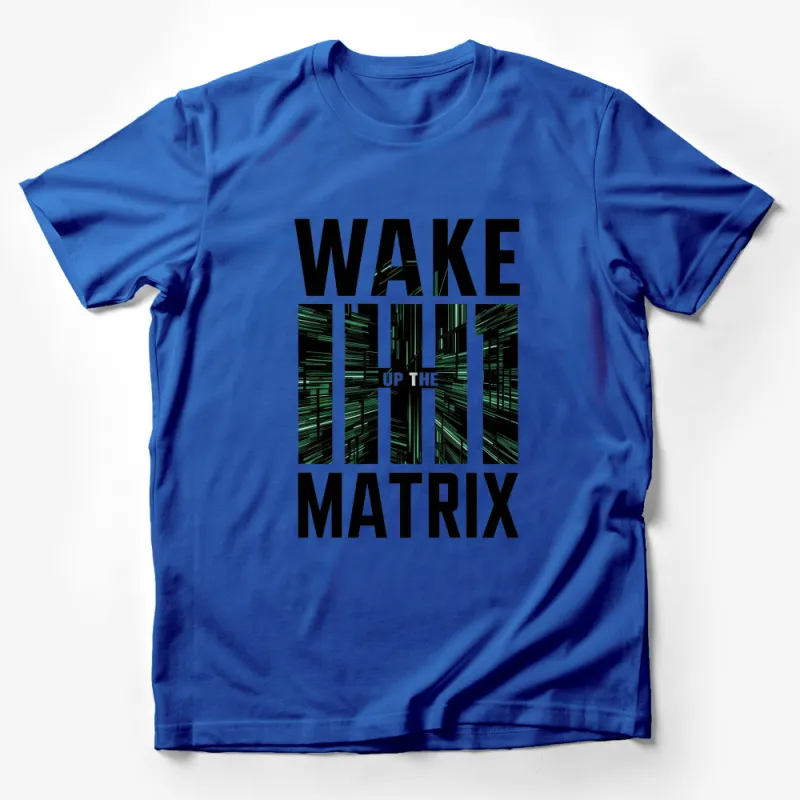 Wake Up The Matrix Graphic T-Shirt, Black and Green Cyber Design Tee, Unisex Fashion Male T-Shirt