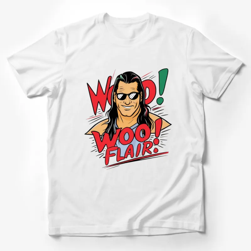 Woo Flair Cartoon Graphic T-Shirt, Retro Style Wrestling Fan Tee, Bold Comic Book Art Shirt, Unique Gift for Wresting Lovers Male T-Shirt