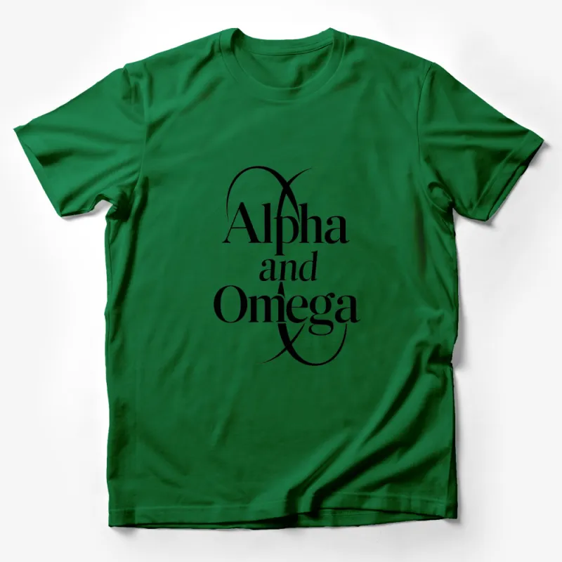 Alpha and Omega Elegant Script T-Shirt, Religious Spiritual Tee, Christian Faith Symbol Unisex Top Male T-Shirt