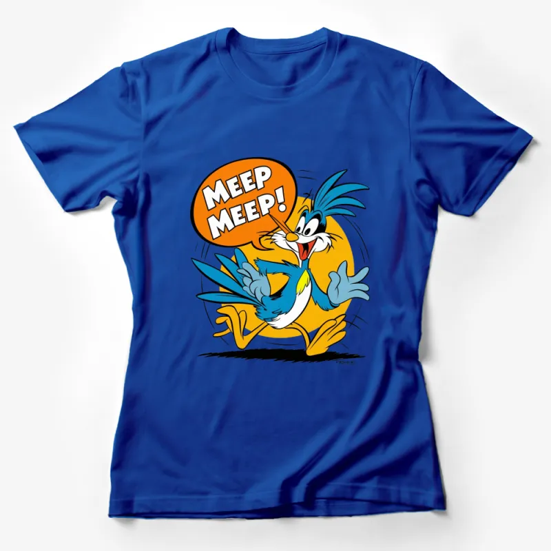 Road Runner Cartoon T-Shirt, Classic Meep Meep Catchphrase, Unisex Graphic Tee Female T-Shirt