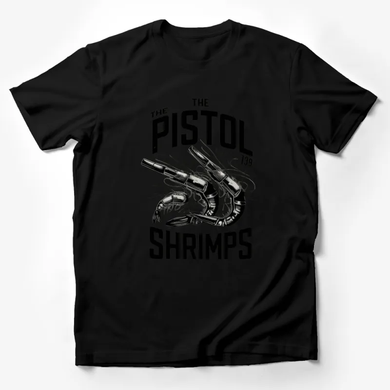 The Pistol Shrimps 739 Graphic T-Shirt, Black and White Vintage Gun Design Tee, Cool Urban Streetwear, Unique Men's Fashion Male T-Shirt