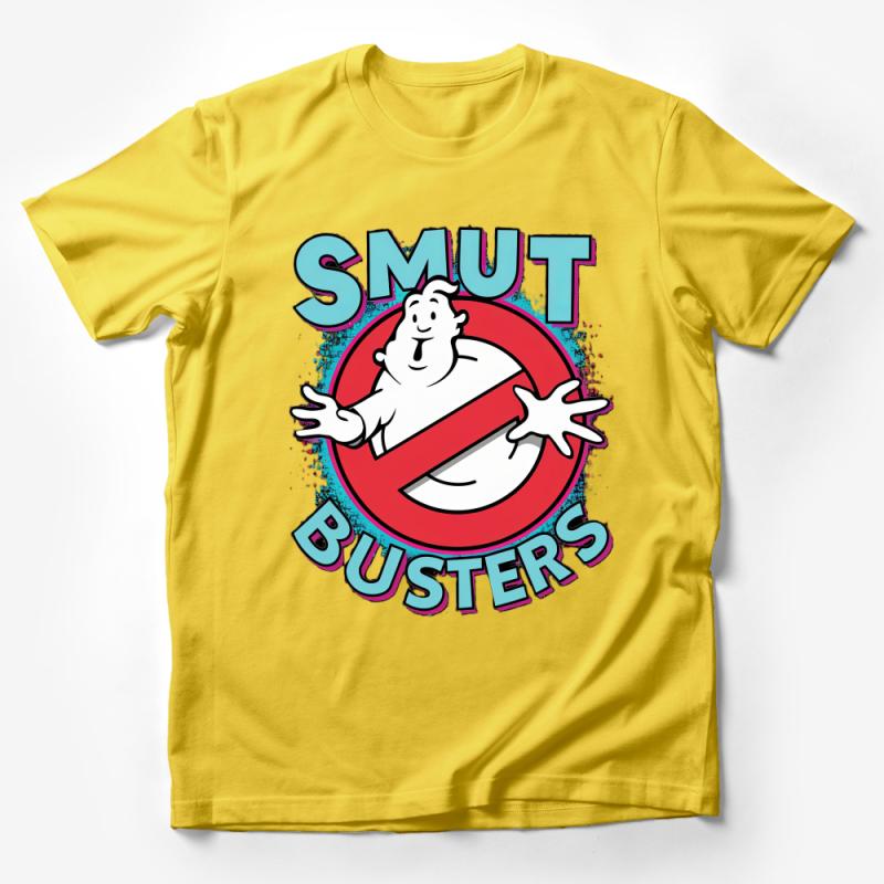 Retro Ghost Smut Busters Logo T-Shirt, Vintage Style Movie Parody, Men's Women's Casual Tee, Graphic Novelty Shirt, Gift for Film Fans Male T-Shirt