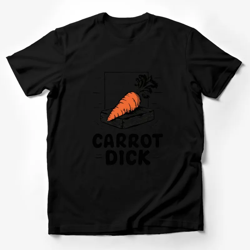 Unique Carrot Dick Graphic T-Shirt, Funny Vegetable Pun Tee, Bold Black and White Illustration, Unisex Cotton Shirt Male T-Shirt