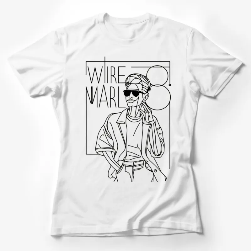 Stylish Wire Art Line Drawing T-Shirt, Cool Fashion Graphic Tee, Trendy Urban Outfit Female T-Shirt