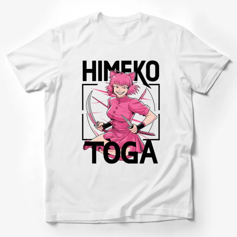 Anime Inspired Pink Cat Girl T-Shirt, Himeko Toga Graphic Tee, Kawaii Manga Character, Vibrant Cotton Shirt for Teens and Adults Male T-Shirt