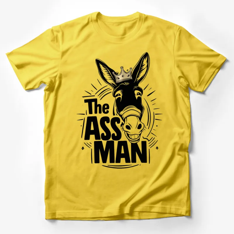 Funny Donkey T-Shirt, The Ass Man with Crown, Humorous Animal Graphic Tee, Casual Wear Male T-Shirt