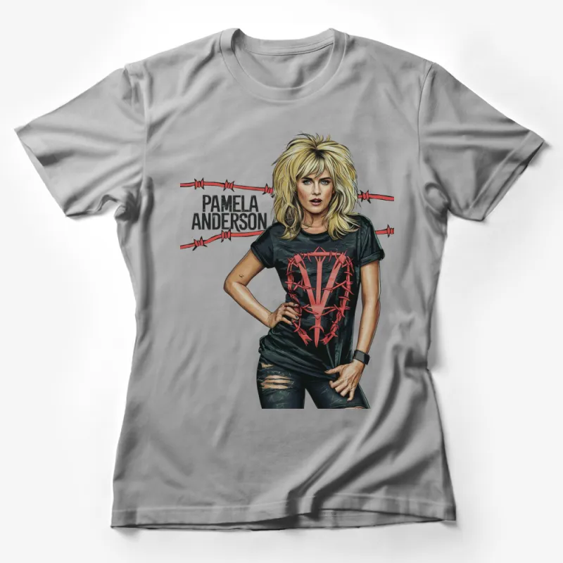 Pamela Anderson Inspired Graphic T-Shirt, Feminist Icon Pop Art Style Top, Bold Women's Fashion Tee Female T-Shirt