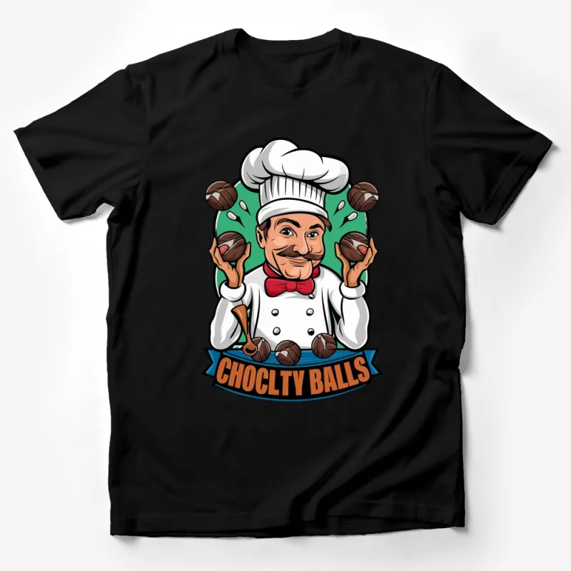 Chef T-Shirt with Chocolate Balls Graphic, Funny Baker Tee, Food Lover Gift Idea Male T-Shirt