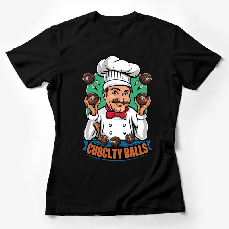 Chef T-Shirt with Chocolate Balls Graphic, Funny Baker Tee, Food Lover Gift Idea Female T-Shirt