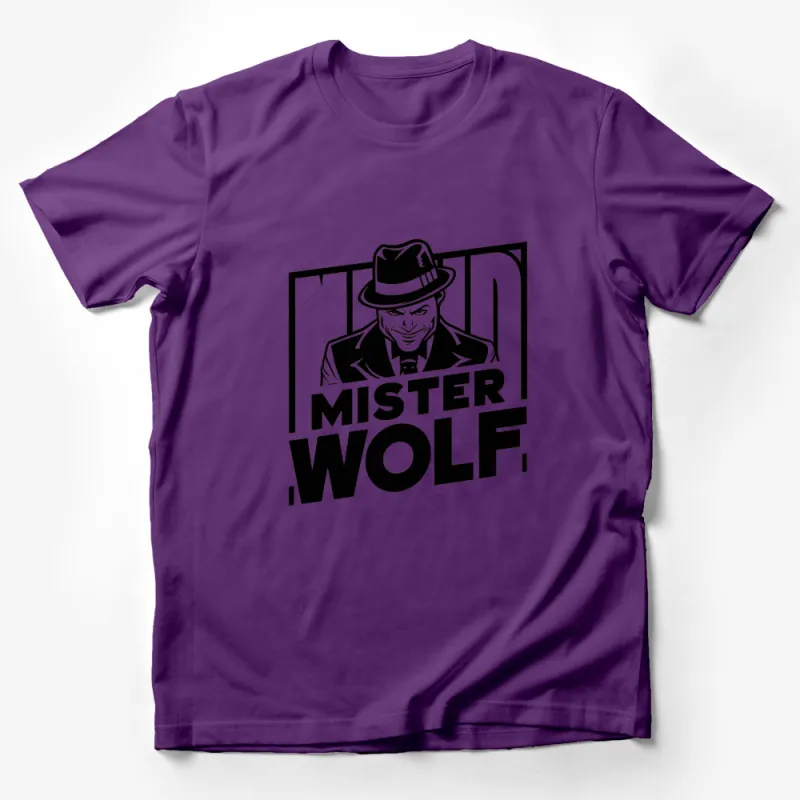 Mister Wolf Vintage Style T-Shirt, Classic Film Noir Inspired Graphic Tee, Black and White Design Male T-Shirt