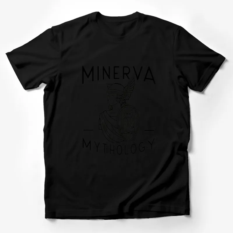 Minerva Mythology T-Shirt, Roman Goddess Graphic Tee, Owl and Helmet Design, Unisex Apparel Male T-Shirt