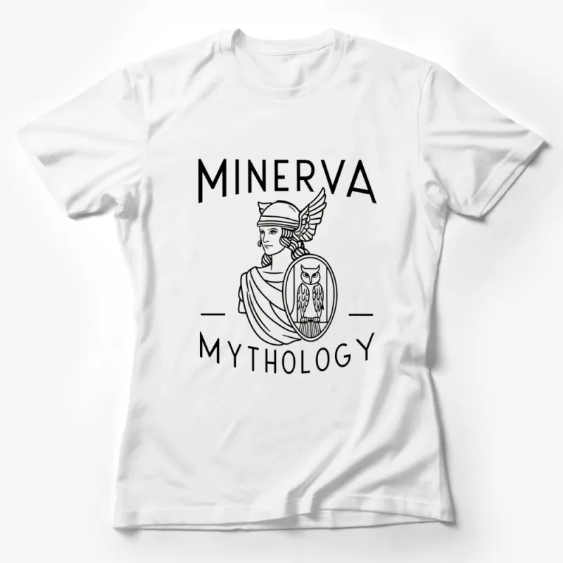 Minerva Mythology T-Shirt, Roman Goddess Graphic Tee, Owl and Helmet Design, Unisex Apparel Female T-Shirt