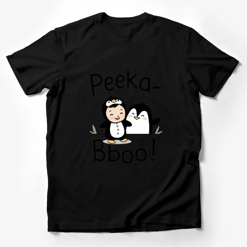 Peekaboo Penguin T-Shirt, Cute Animal Cartoon Tee, Funny Kids and Adult Shirt Male T-Shirt