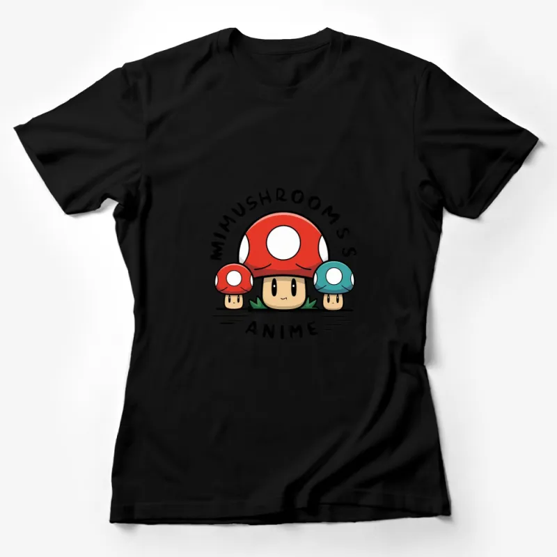 Cute Anime Mushroom Cartoon T-Shirt, Colorful Kids and Adult Unisex Tee, Casual Graphic Shirt for All Ages Female T-Shirt